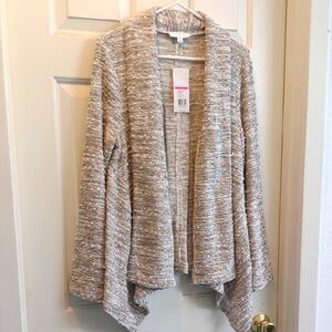 Women's BeigeTextured Open Front Cardigan